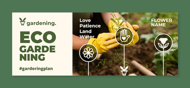 Flat design gardening  facebook cover template