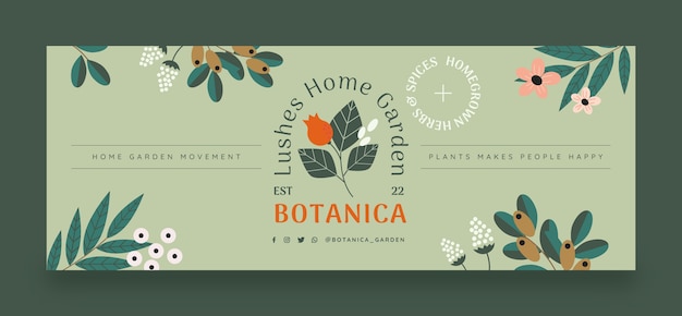 Flat design gardening facebook cover