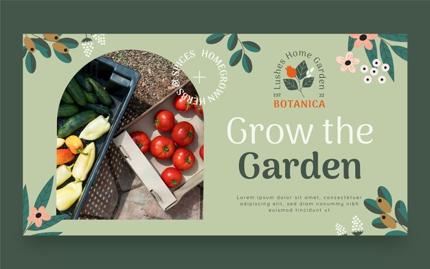 Flat design gardening facebook post