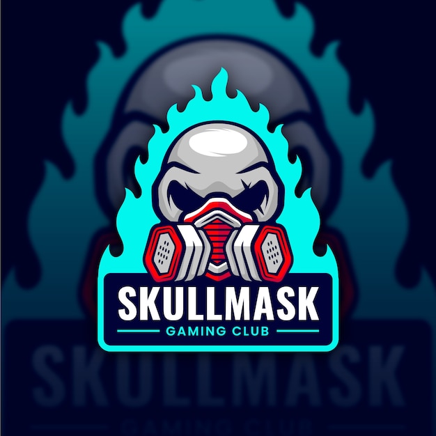 Vettore gratuito design piatto del logo della maschera antigas