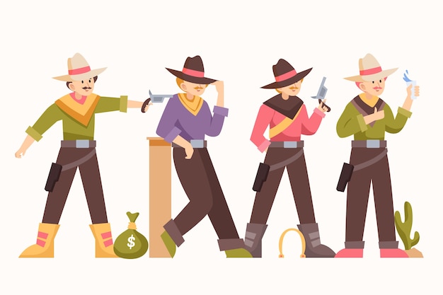 Free vector flat design gaucho character collection