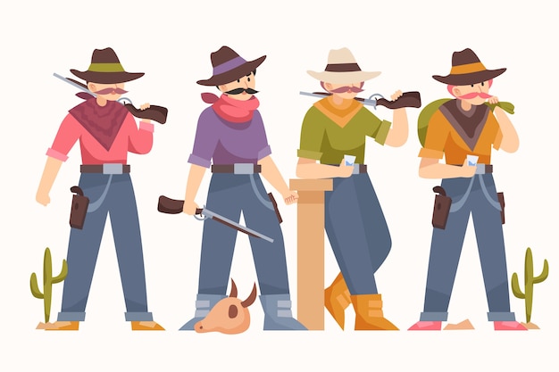Flat design gaucho character collection