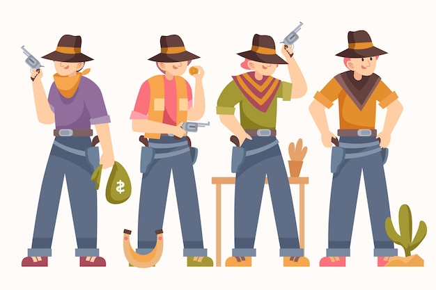 Flat design gaucho character collection