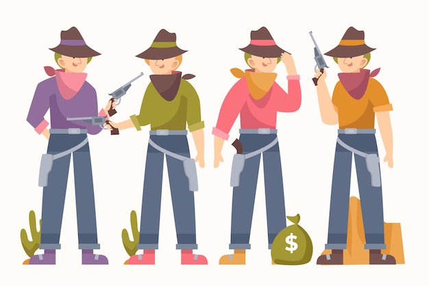 Free vector flat design gaucho character collection