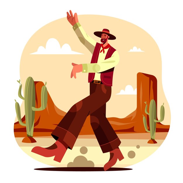 Flat design gaucho character dancing illustration