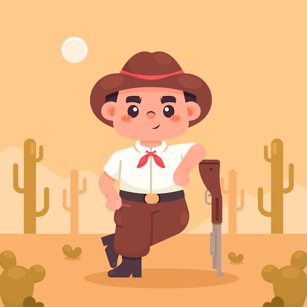 Free vector flat design gaucho cowboy illustration