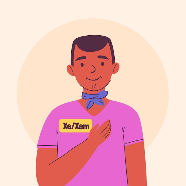 Flat design gender pronouns illustration