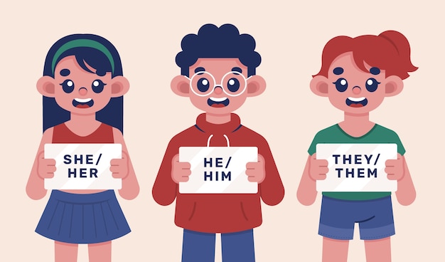 Free vector flat design gender pronouns illustration