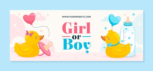 Flat design gender reveal celebration facebook cover