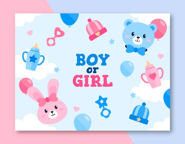 Free vector flat design gender reveal celebration photocall