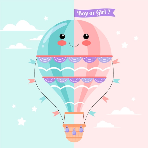 Flat design gender reveal concept