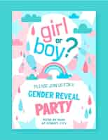 Free vector flat design gender reveal invitation template