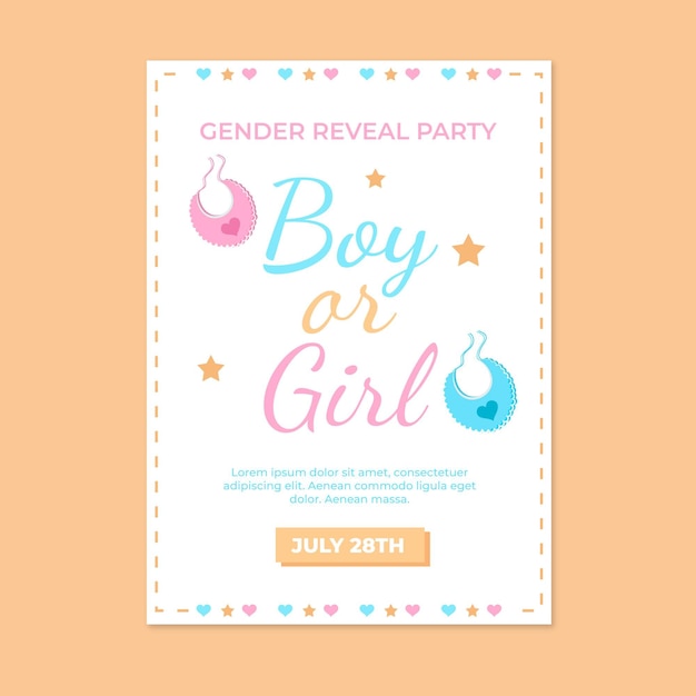 Free vector flat design gender reveal invitation template