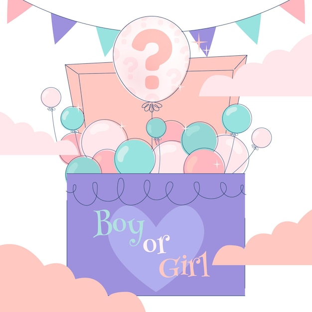 Flat Design Gender Reveal Party Concept