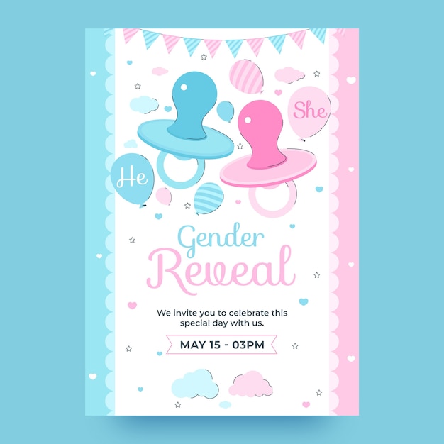 Free vector flat design gender reveal party invitation