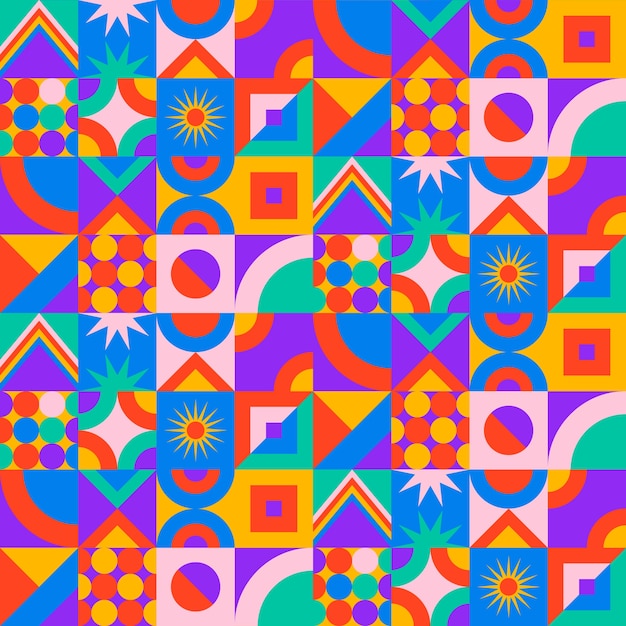 Бесплатное векторное изображение Плоский дизайн геометрический и мозаичный узор