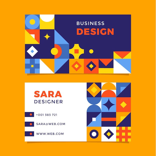 Free vector flat design geometric business card template