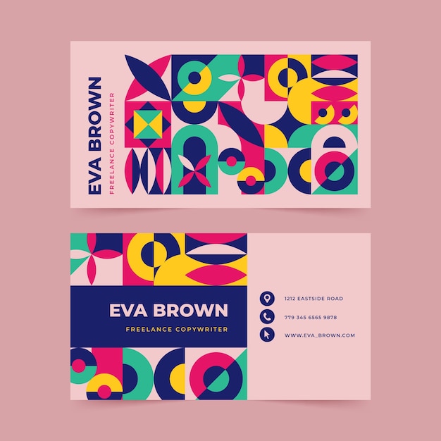 Free vector flat design geometric business card template