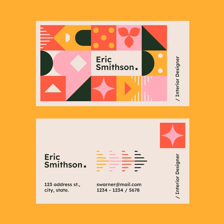 Free Vector flat design geometric business card template