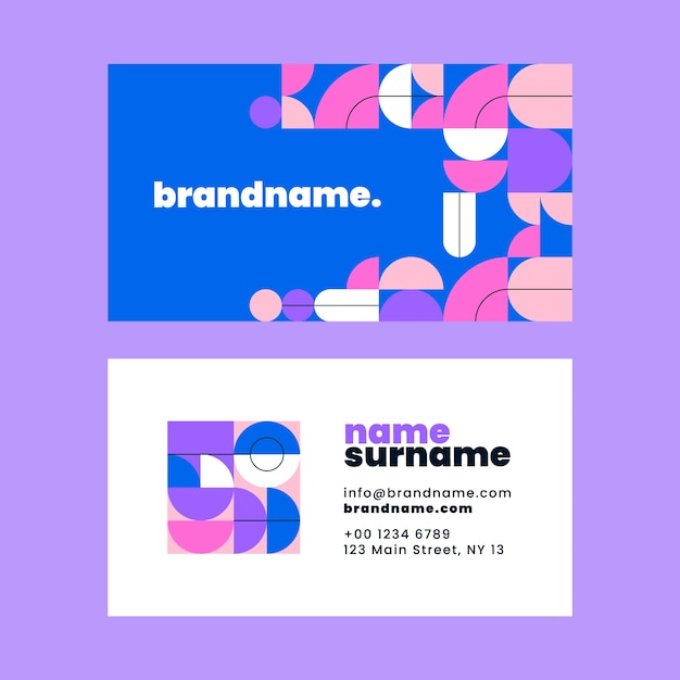 Free vector flat design geometric business card template