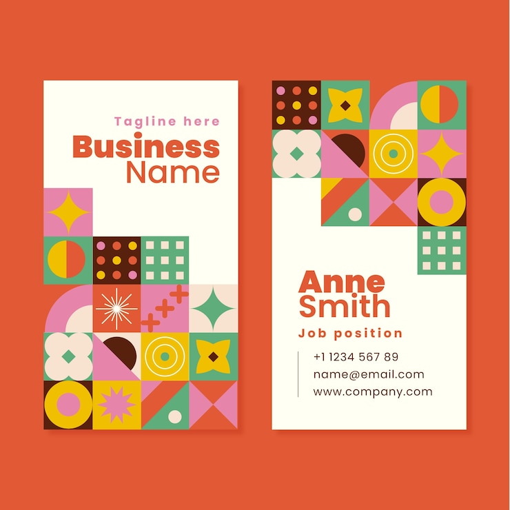 Free Vector flat design geometric business card template