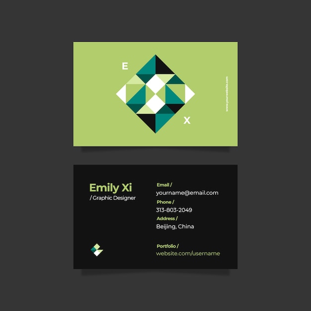 Free vector flat design geometric business card