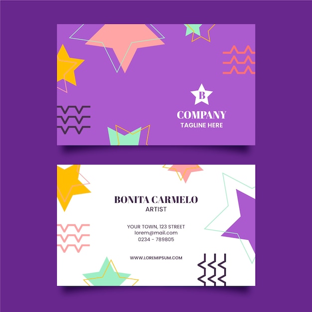 Free vector flat design geometric business card