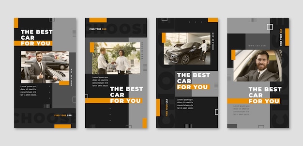 Flat design geometric car dealer instagram stories