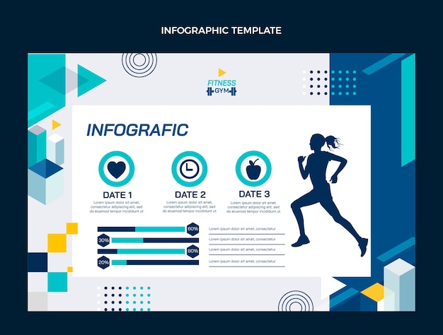 무료 벡터 평면 디자인 기하학적 피트 니스 infographic