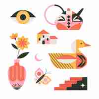 Free vector flat design geometric illustration set