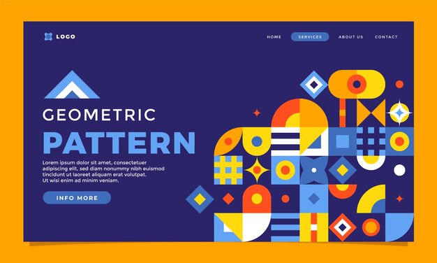 Flat design geometric landing page template