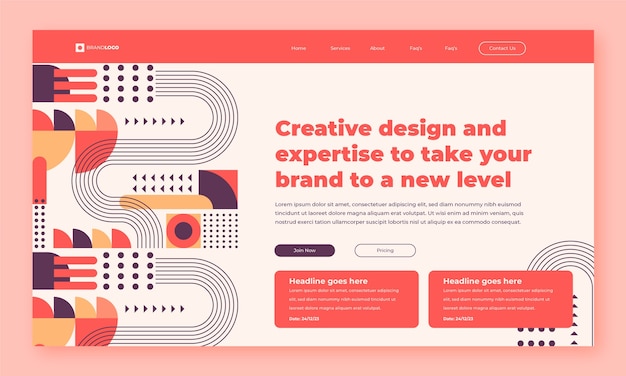 Free vector flat design geometric landing page template