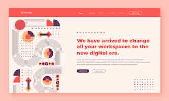 無料ベクター フラットなデザインの幾何学的なランディング ページ テンプレート