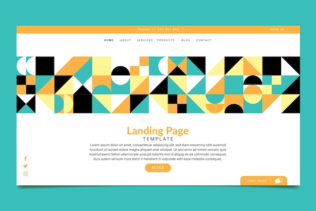 Free vector flat design geometric landing page template