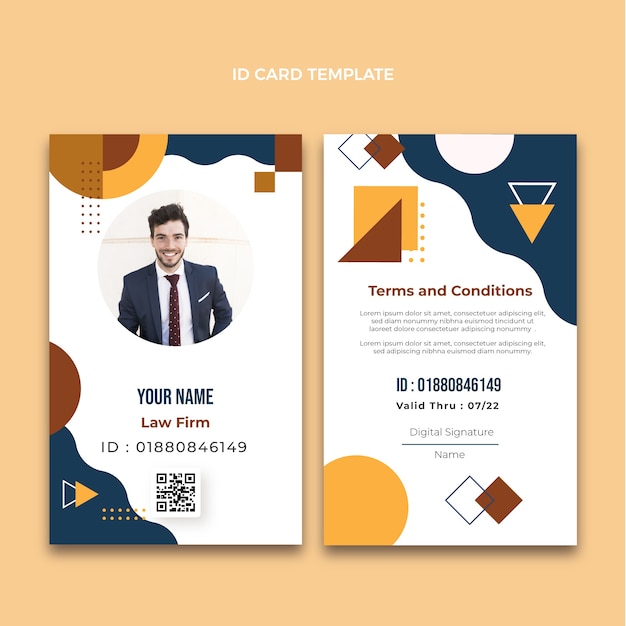 Free vector flat design geometric law firm id card template