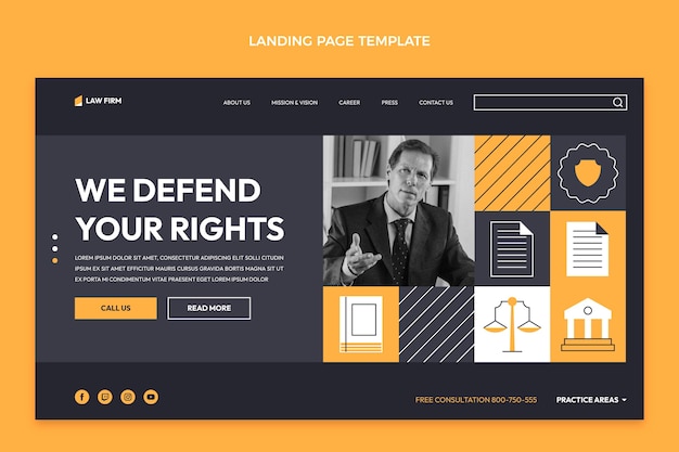 Бесплатное векторное изображение Целевая страница юридической фирмы с плоским дизайном