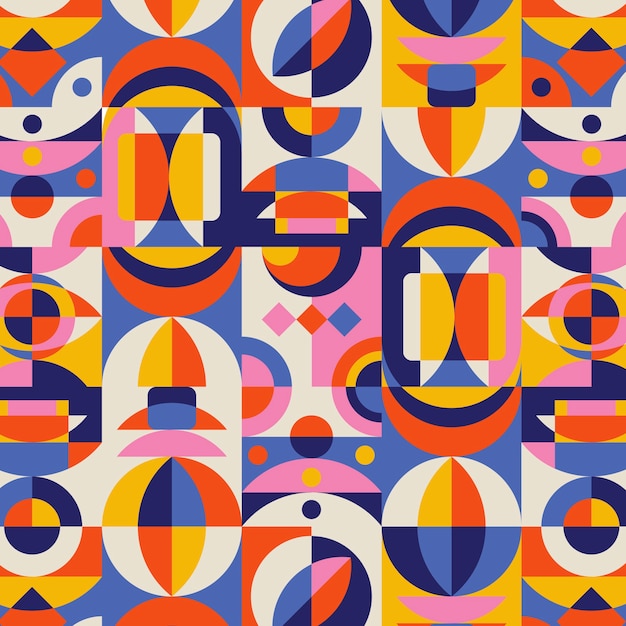 Flat design geometric and mosaic pattern