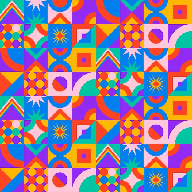 Free vector flat design geometric and mosaic pattern