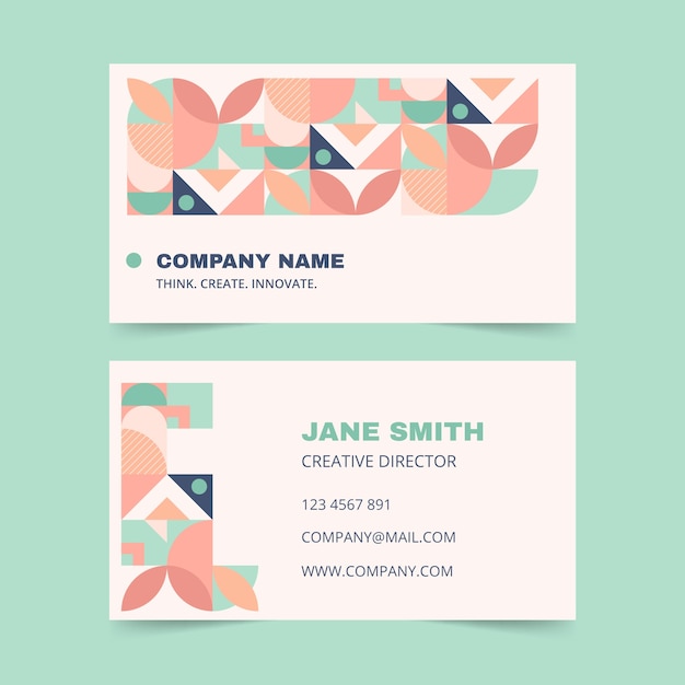 Free vector flat design geometric pattern business card