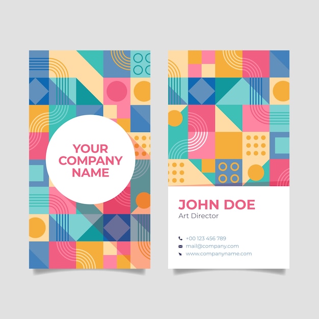 Free vector flat design geometric pattern business card