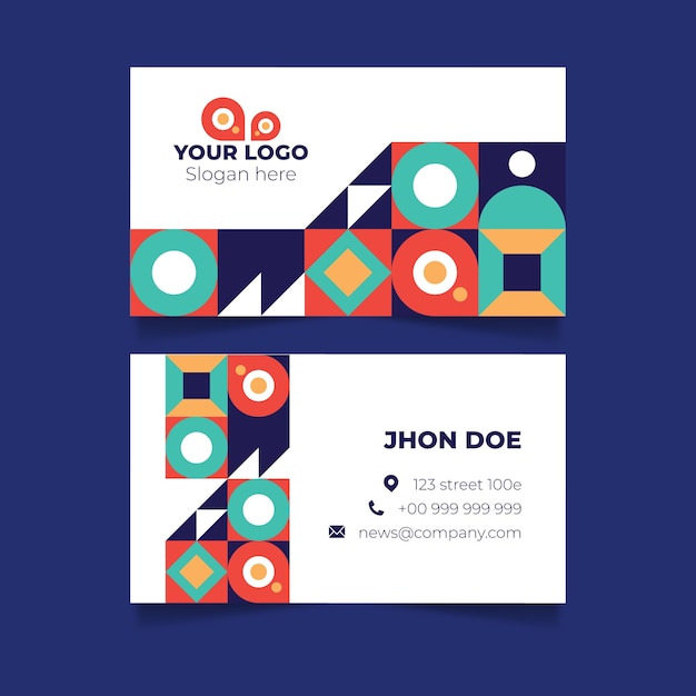 Free vector flat design geometric pattern business card