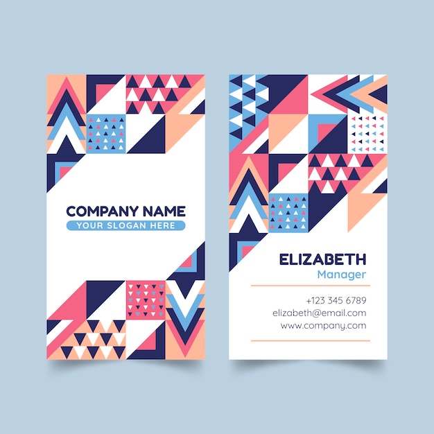 Free vector flat design geometric pattern business card