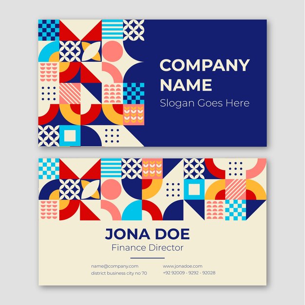 Flat design geometric pattern business card