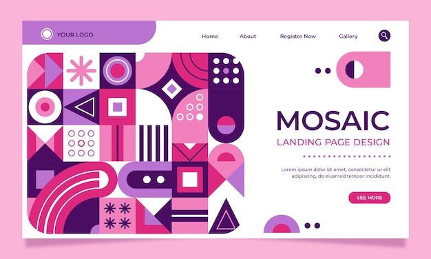 Free vector flat design geometric pattern landing page template