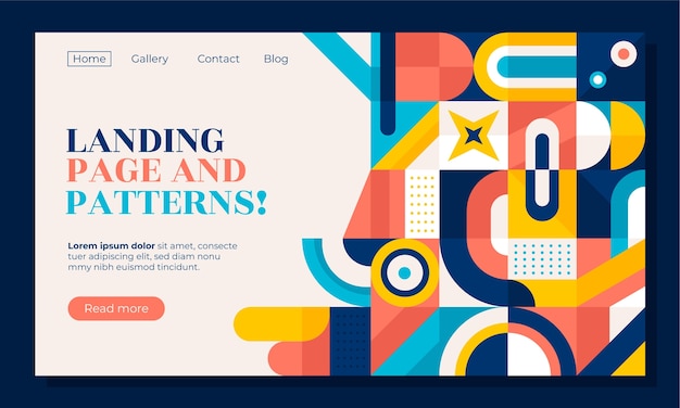 Free vector flat design geometric pattern landing page