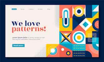 Free vector flat design geometric pattern landing page