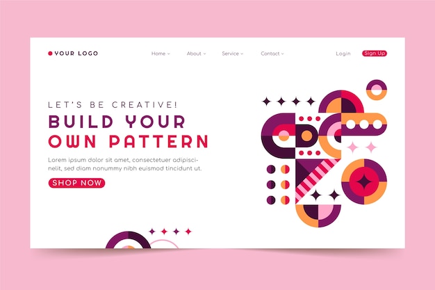 Flat design geometric pattern landing page