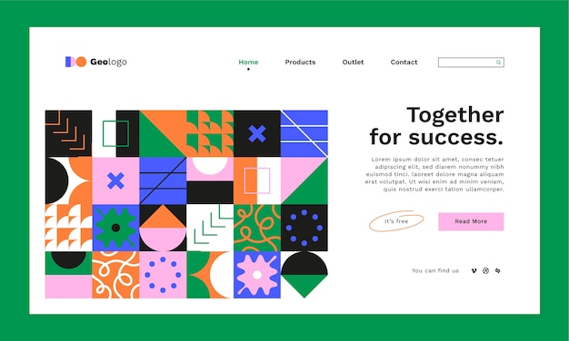 Flat design geometric pattern landing page