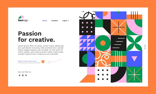 Flat design geometric pattern landing page