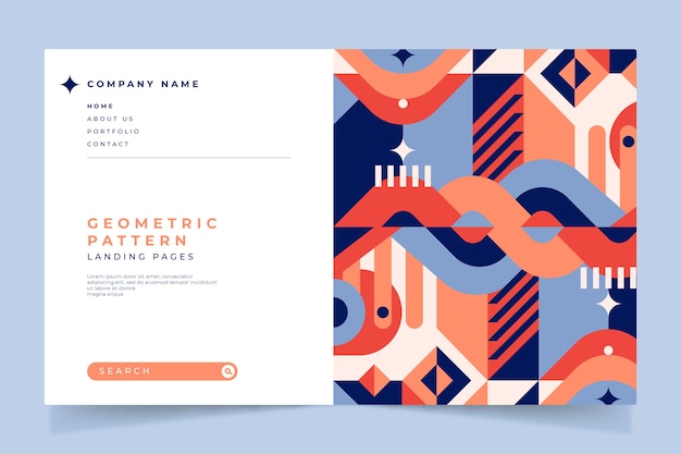 Flat design geometric pattern landing page